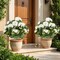 White Green Artificial Begonia Topiary Trees Silk Flowers 300 Leaves Outdoor Indoor Decorative Garden Plants With Metal Ground Spike